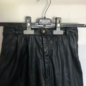 Faux-leather straight leg pants